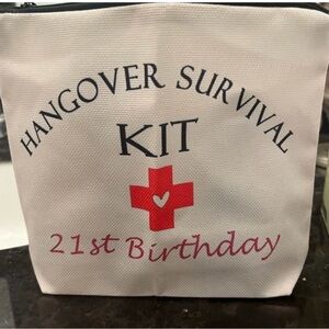 21st Birthday Hangover Survival Kit Canvas Cosmetic Pouch/Bag